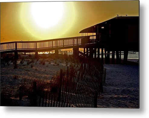 Beach Metal Print featuring the painting Golden Slats by Michael Thomas