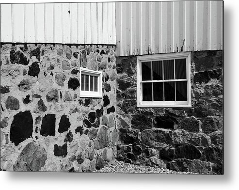 Goodells Park Metal Print featuring the photograph Goodells Barn Parts BW by Mary Bedy