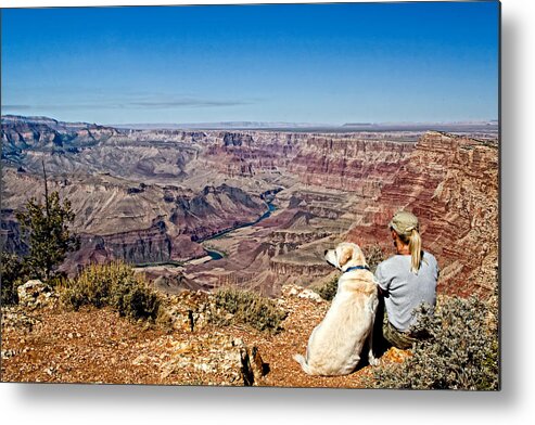 Arizona Metal Print featuring the photograph Grand Canyon Girl and Dog by Waterdancer