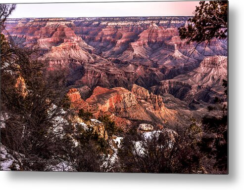 Landscape Metal Print featuring the photograph Grand Canyon Winter Sunrise Landscape at Yaki Point by Brian Tada