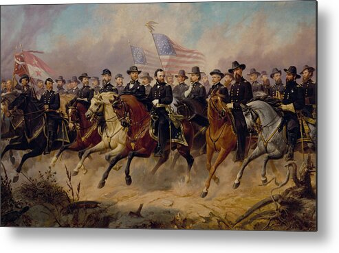 Grant Metal Print featuring the painting Grant and His Generals by War Is Hell Store
