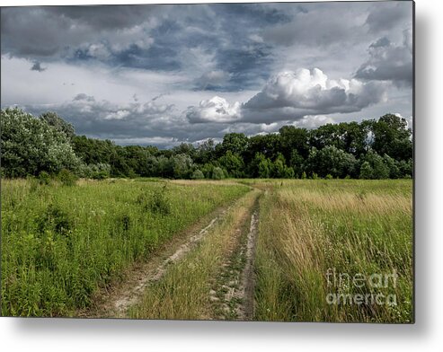 Acre Metal Print featuring the photograph Gravel road through scenic landscape in a national park in Austria by Andreas Berthold
