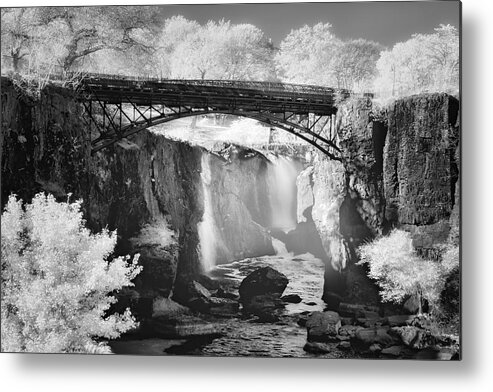Great Falls State Park Metal Print featuring the photograph Great Falls Paterson NJ BW by Susan Candelario