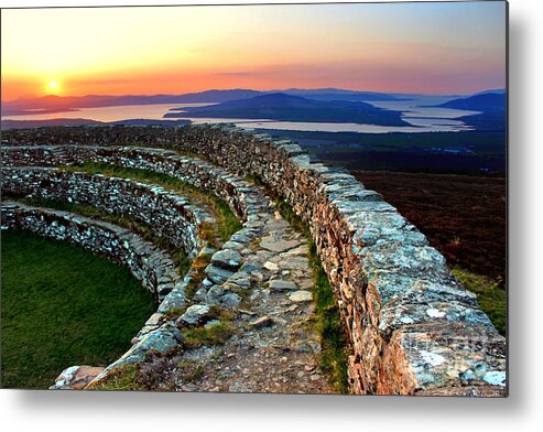 Sunset Metal Print featuring the photograph Grianan Fort Sunset by Nina Ficur Feenan