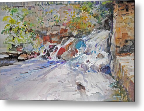 Grist Mill Metal Print featuring the painting Grist Mill Spill Way by P Anthony Visco