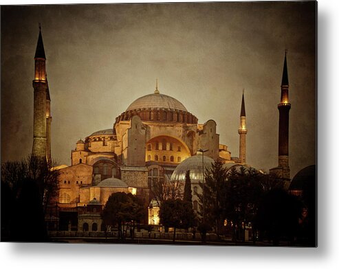 Hagia Sophia Metal Print featuring the photograph Hagia Sophia Istanbul Turkey Night by Joan Carroll