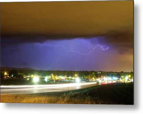 287 Metal Print featuring the photograph Hard Rain Lightning Thunderstorm over Loveland Colorado by James BO Insogna
