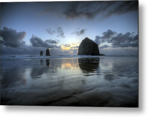 Hdr Metal Print featuring the photograph Haystacks at Sunset by Brad Granger