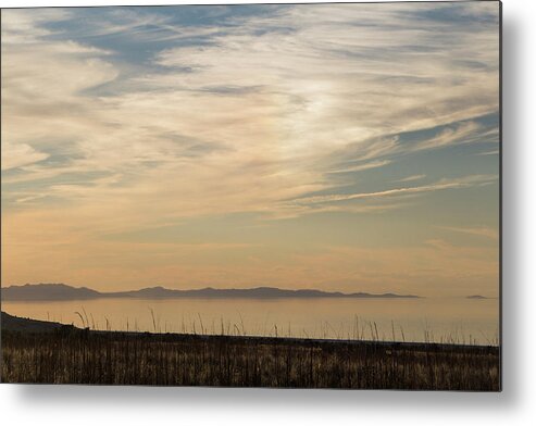 Nature Metal Print featuring the photograph Hazy Sunset at Antelope Island by Teresa Wilson