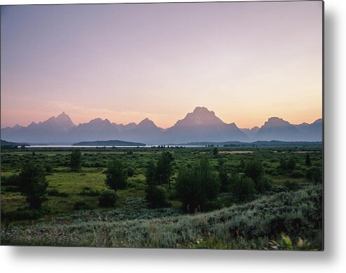 Grand Tetons Metal Print featuring the photograph Hazy Sunset in the Tetons by Margaret Pitcher