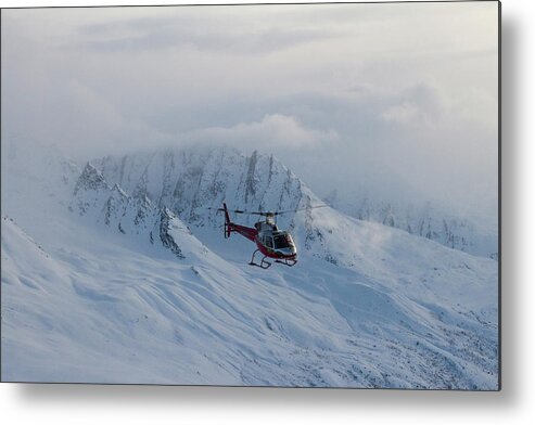 Alsaka Metal Print featuring the photograph Helicoter in Alaska by Mike Bachman