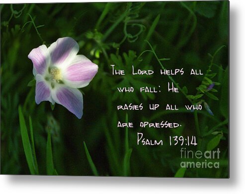 Religious. Spiritual Metal Print featuring the photograph Help for Those who Fall by Linda Phelps