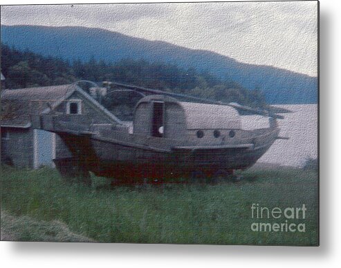 Boat Metal Print featuring the photograph High and Dry on Orcas Island - Digitally Enhanced by Charles Robinson