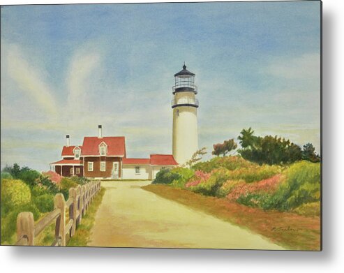 Lighthouse Metal Print featuring the painting Highland Lighthouse Cape Cod by Phyllis Tarlow