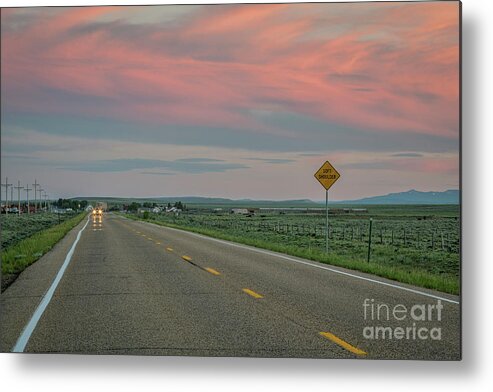 Colorado Metal Print featuring the photograph highway at dusk in Colorado by Marek Uliasz