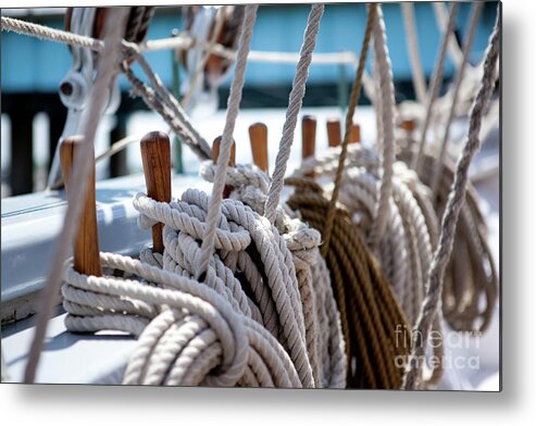 Nautical Metal Print featuring the photograph Hoisting Ropes by Rich S