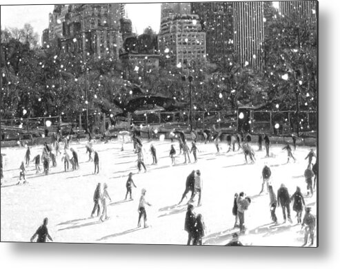 New York Central Park Metal Print featuring the digital art Holiday Skaters by Russ Considine