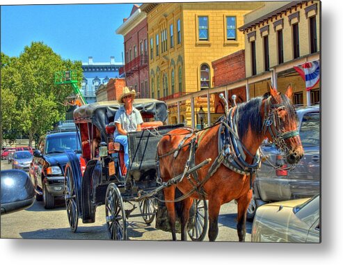 Hdr Metal Print featuring the photograph Horse Drawn Carriage Ride by Randy Wehner