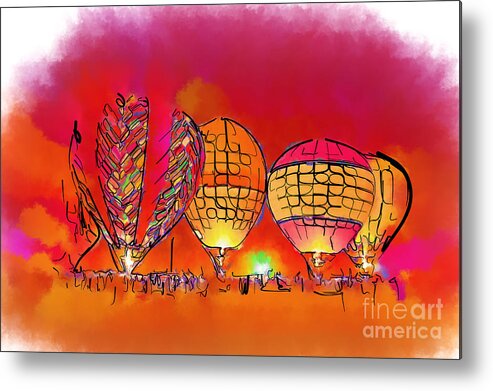 Balloons Metal Print featuring the digital art Hot Air Balloons In Red by Kirt Tisdale