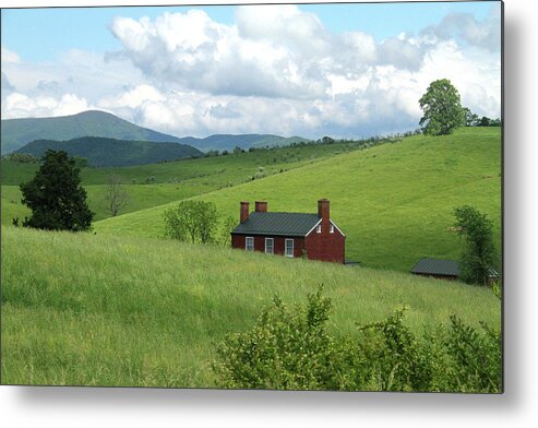 Grass Metal Print featuring the photograph House in the hills by Emanuel Tanjala