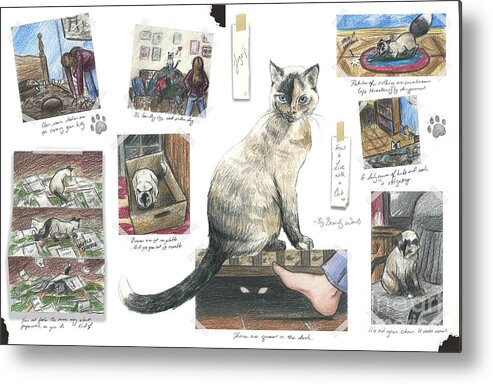 Comic Metal Print featuring the drawing How to Live with a Cat by Brandy Woods