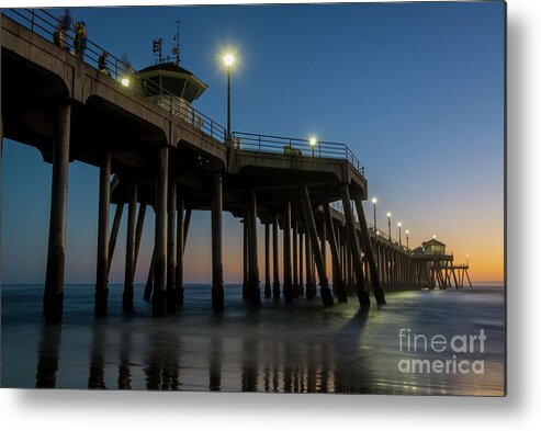 Huntington Beach Metal Print featuring the photograph Huntington Beach pier at dusk by Paul Quinn