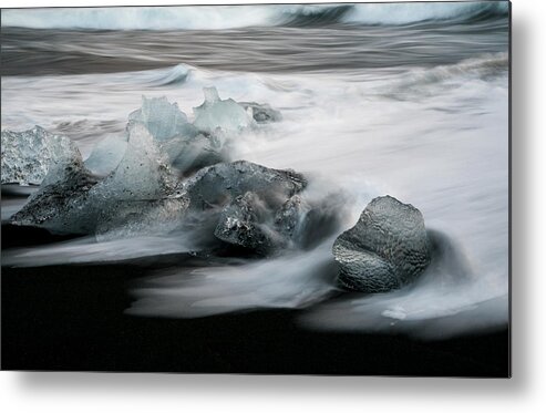 Icebergs Metal Print featuring the photograph Icebergs in ice beach, Iceland by Michalakis Ppalis