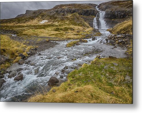 Iceland Metal Print featuring the tapestry - textile Iceland Fjord by Kathy Adams Clark