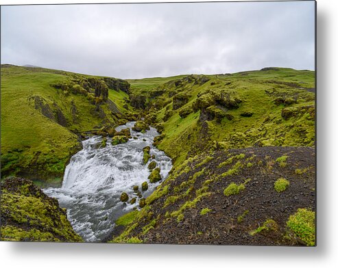 Iceland Metal Print featuring the photograph Icelandic Waterfall by Alex Blondeau