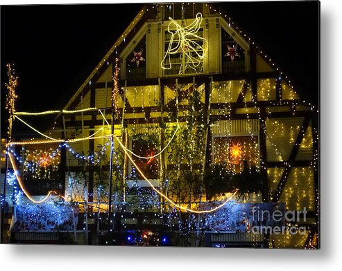 Christmas Metal Print featuring the photograph Illuminated Christmas-House by Eva-Maria Di Bella