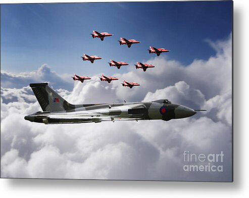 Avro Metal Print featuring the digital art In Formation With XH558 by Airpower Art