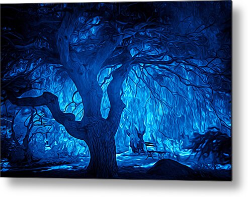 Blue Metal Print featuring the digital art In the Blues by Lilia S