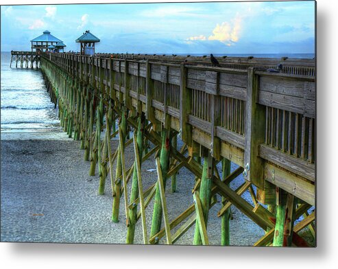 Pier Metal Print featuring the photograph In Your Face Folly Beach Pier In Charleston South Carolina by Carol Montoya