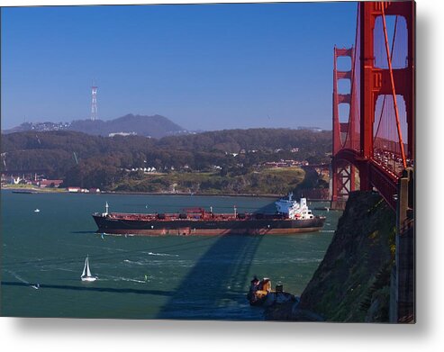 Golden Gate Bridge Metal Print featuring the photograph Inbound Boat Race by Tim Mulina