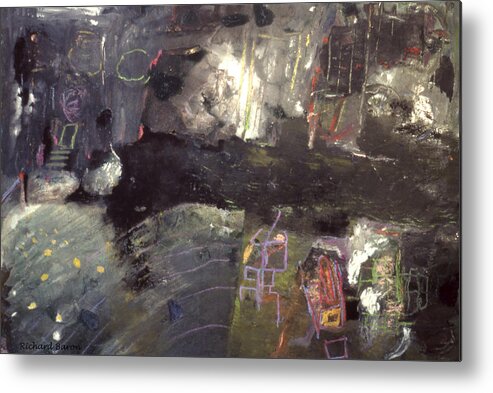 Mixed Media On Paper Metal Print featuring the painting Into The Caves by Richard Baron