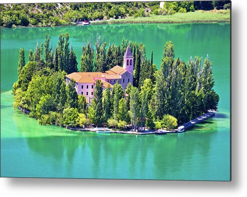 Monastery Metal Print featuring the photograph Island of Visovac monastery in Krka by Brch Photography