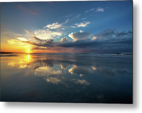 Isle Of Palms Metal Print featuring the photograph Isle of Palms Sunrise Reflection by Donnie Whitaker