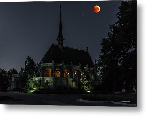 Lunar Eclipse Metal Print featuring the photograph Ivy Chapel Under the Blood Moon by Stephen Johnson