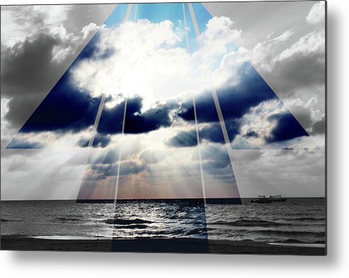 Art Metal Print featuring the photograph Jamaica Sunset Art Deco BW with Color by Samantha Delory