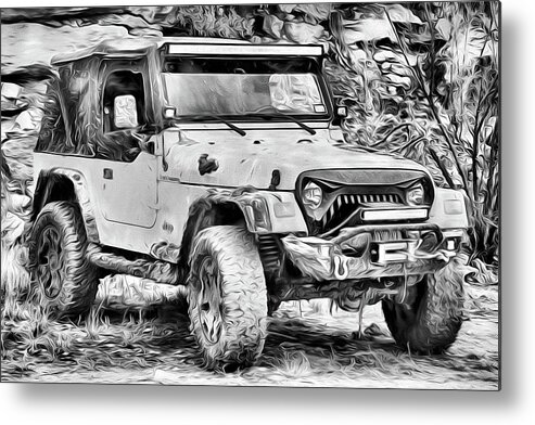 Jeep Metal Print featuring the photograph Jeep Life Black and White by JC Findley
