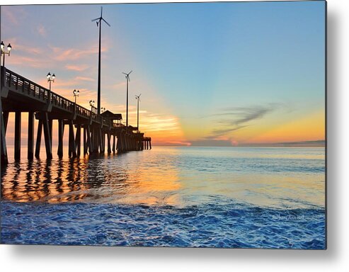 Obx Sunrise Metal Print featuring the photograph Jennette's Pier Aug. 16 by Barbara Ann Bell