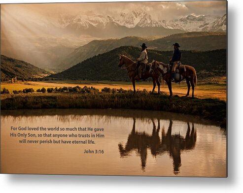 John 3:16 Metal Print featuring the photograph John 3 16 Scripture and Picture by Ken Smith