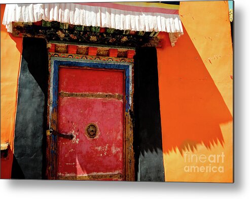 Tibet Metal Print featuring the photograph Jokhang Temple Door Lhasa Tibet Artmif.lv by Raimond Klavins