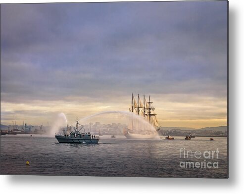 Elcano Metal Print featuring the photograph Juan Sebastian Elcano arriving to The Port Of Ferrol by Pablo Avanzini