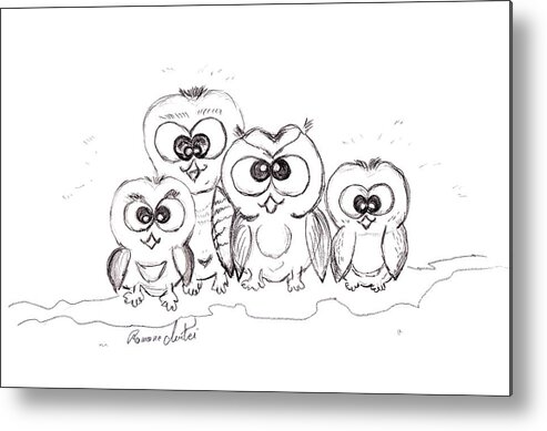 For Children Metal Print featuring the drawing Just The Four of Us by Ramona Matei