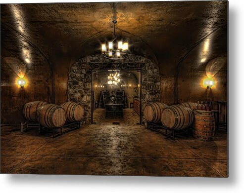Hdr Metal Print featuring the photograph Karma Winery Cave by Brad Granger