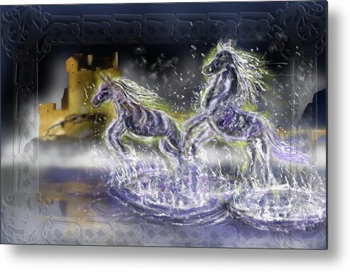 My Take On The Kelpies Of Scottish Legend Metal Print featuring the painting Kelpies by Rob Hartman