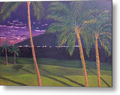 Landscape Metal Print featuring the painting Kihei Nights by Stan Chraminski