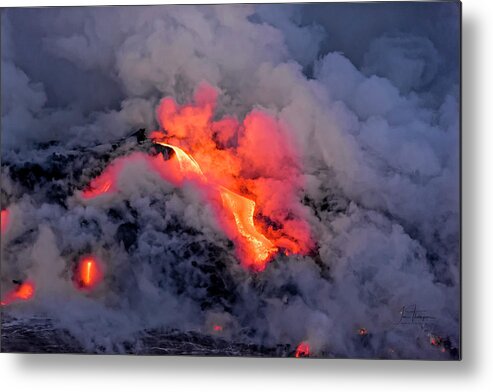 Hawaii Metal Print featuring the photograph Lava Flowing Into the Ocean 10 by Jim Thompson