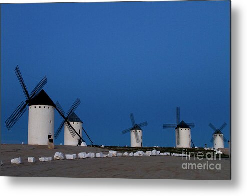 Landscape Metal Print featuring the photograph La Mancha Windmills by Heiko Koehrer-Wagner